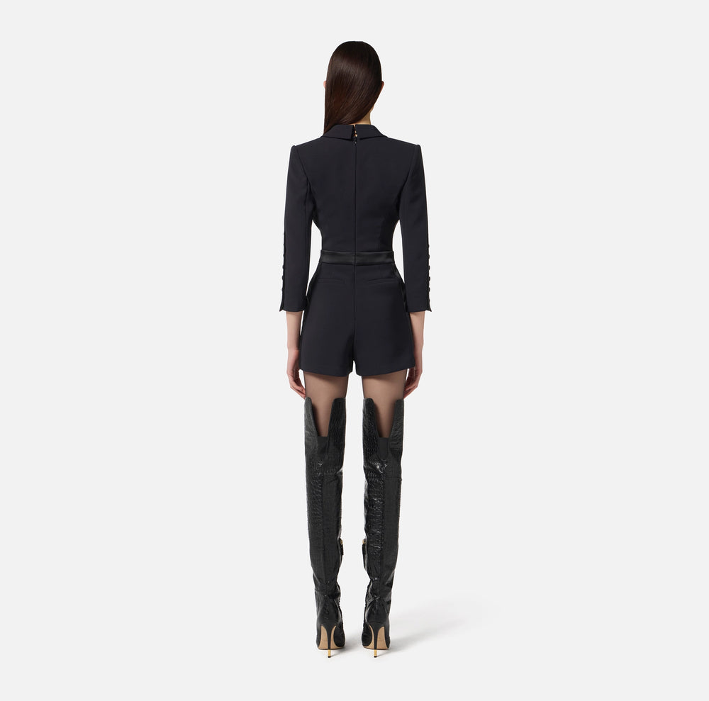 JUMPSUIT IN LIGHTWEIGHT CREPE WITH TUXEDO DETAILS