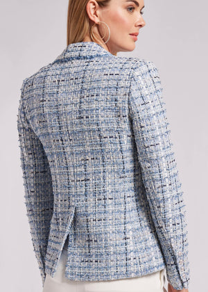 ELIZA TWEED BLAZER IN MIXED BLUE BY GENERATION LOVE FALL 24