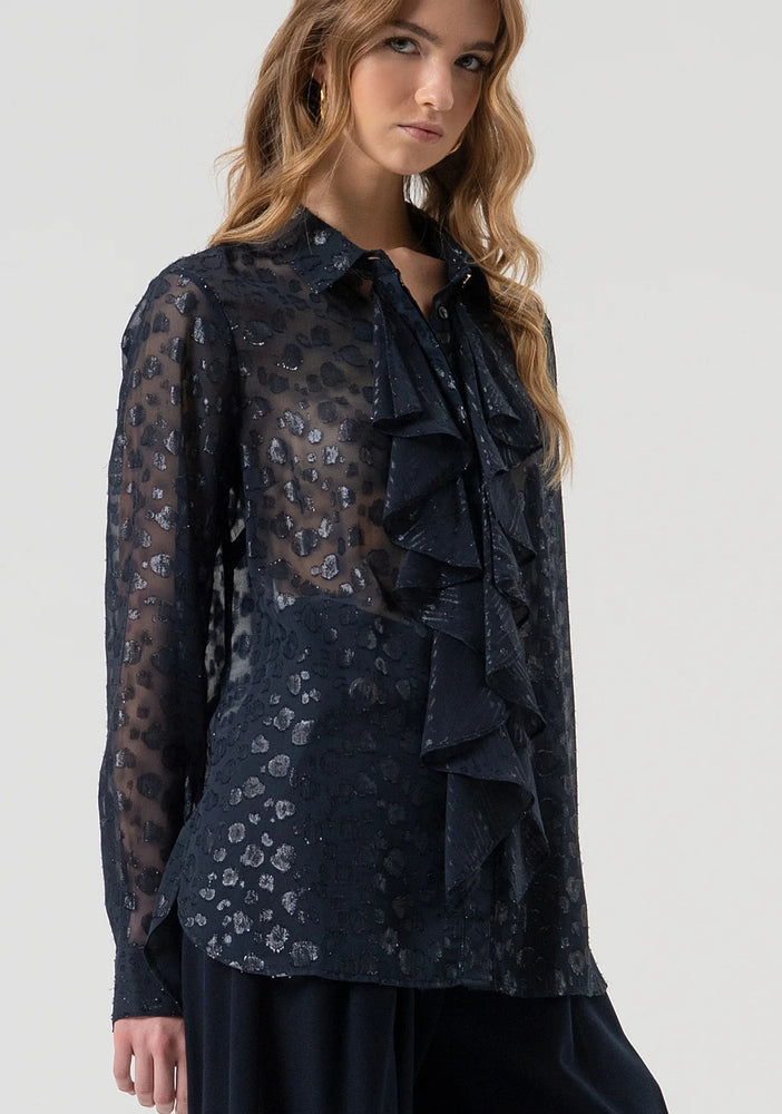 SHIRT REGULAR FIT MADE IN ANIMALIER FABRIC WITH DEVORÈ EFFECT BY FRACOMINA FALL 25
