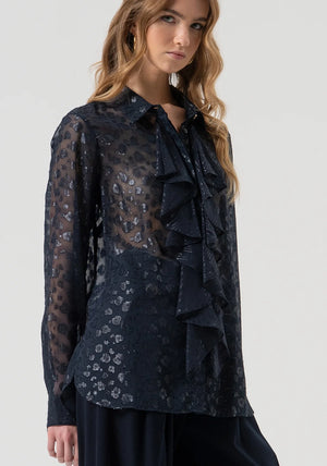 SHIRT REGULAR FIT MADE IN ANIMALIER FABRIC WITH DEVORÈ EFFECT BY FRACOMINA FALL 25