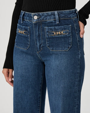 LEENAH CHAIN EMBELLISHED HIGH RISE STRAIGHT LEG JEANS BY PAIGE FALL 24