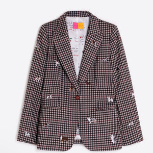 DOG EMBROIDERED HOUNDSTOOTH BLAZER BY VILAGALLO FALL 25