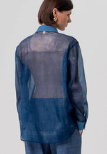 FRACOMINA PRINTED ORGANZA INDIGO SHIRT