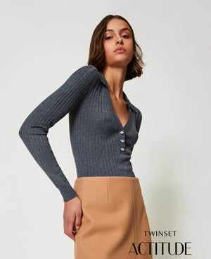 RIBBED JUMPER WITH DIAMOND DETAILS BY TWIN SET FALL 24