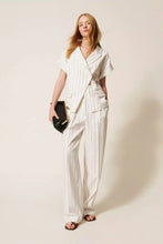 TWIN SET DOUBLE BREASTED PINSTRIPE JACKET WITH FLUID TROUSERS