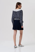 FRACOMINA KNITTED NAVY CROPPED POLO AND PLISSE SKIRT SET