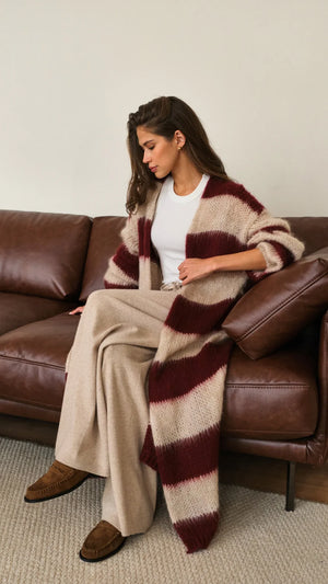 KAY CARDIGAN IN RUBY STRIPE FALL 25