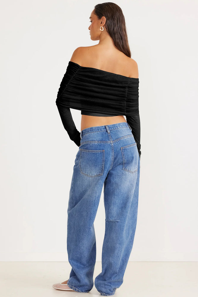 SNDYS MADRID TWIST OFF SHOULDER TOP