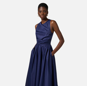 ELISABETTA FRANCHI SPRING25 COTTON POPLIN DRESS WITH LOGO DETAILs