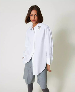 OVERSIZED POPLIN SHIRT WITH EMBROIDERY BY TWIN SET FALL 24 HOLIDAY