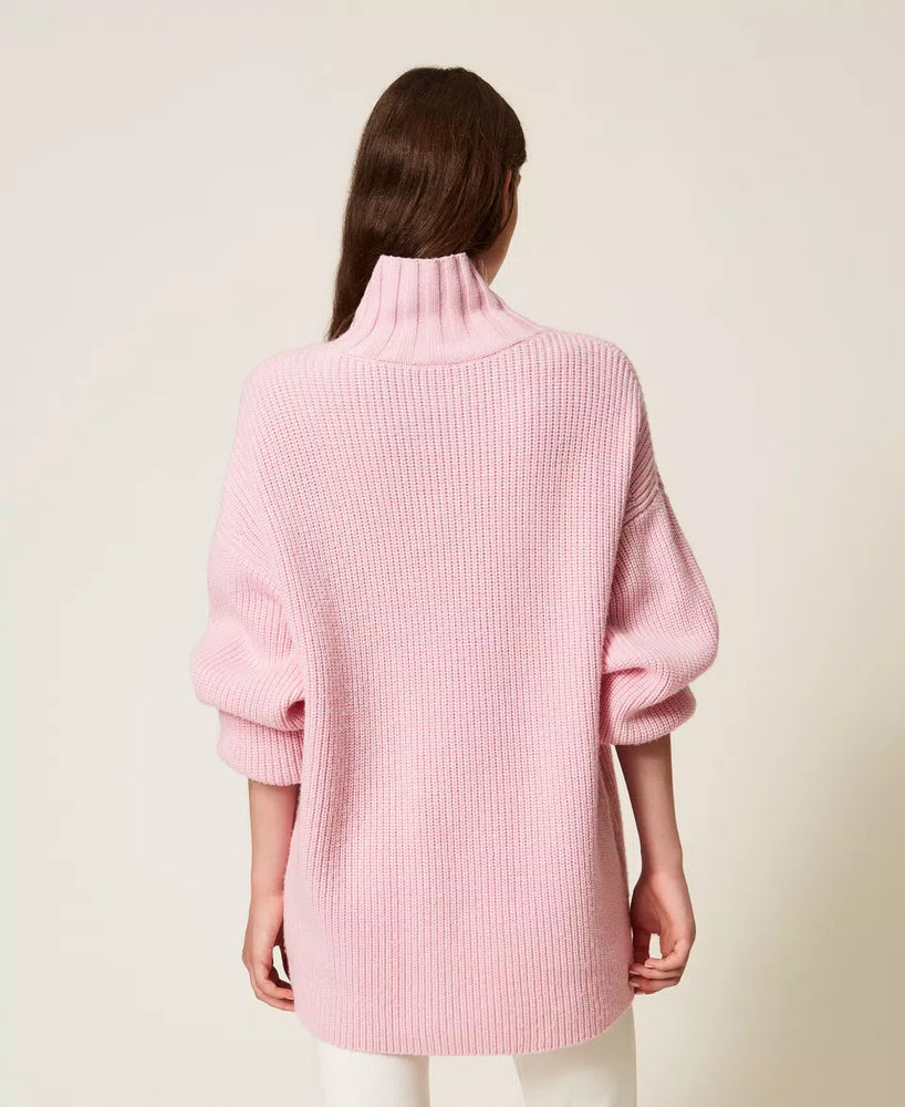 WOOL BLEND IVORY TURTLENECK SWEATER BY TWIN SET FALL 25