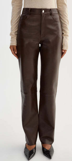 SHANNON LEATHER PANTS IN DARK BROWN BY LA MARQUE FALL 25