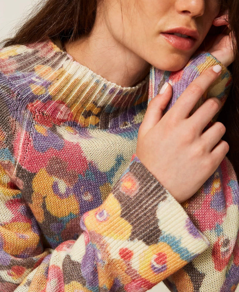 TWIN SET SWEATER WITH FLORAL PRINT FALL 25