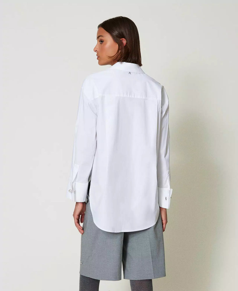 OVERSIZED POPLIN SHIRT WITH EMBROIDERY BY TWIN SET FALL 24 HOLIDAY