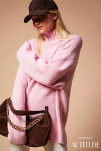 TWIN SET WOOL BLEND IVORY TURTLENECK SWEATER