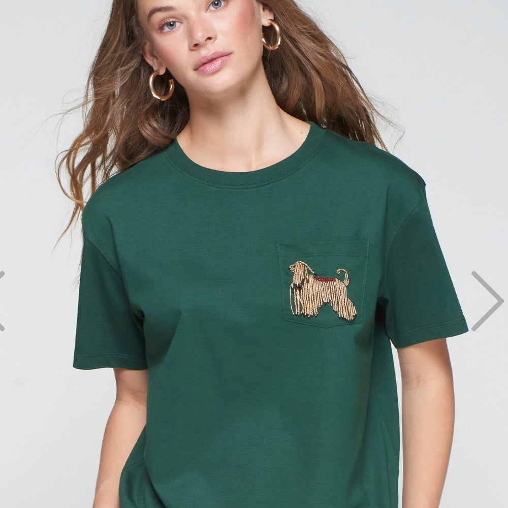 GREEN T-SHIRT WITH DOG BY VILAGALLO FALL 25