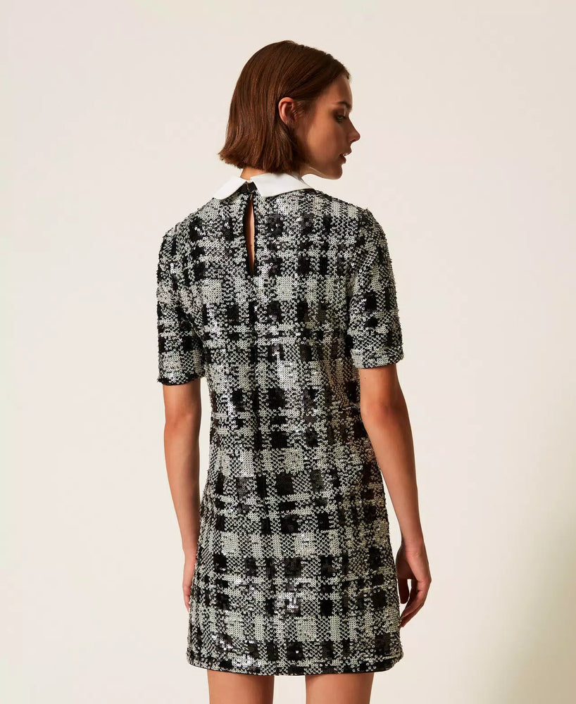 SHORT SEQUIN DRESS WITH CHECK PATTERN BY TWIN SET HOLIDAY 25
