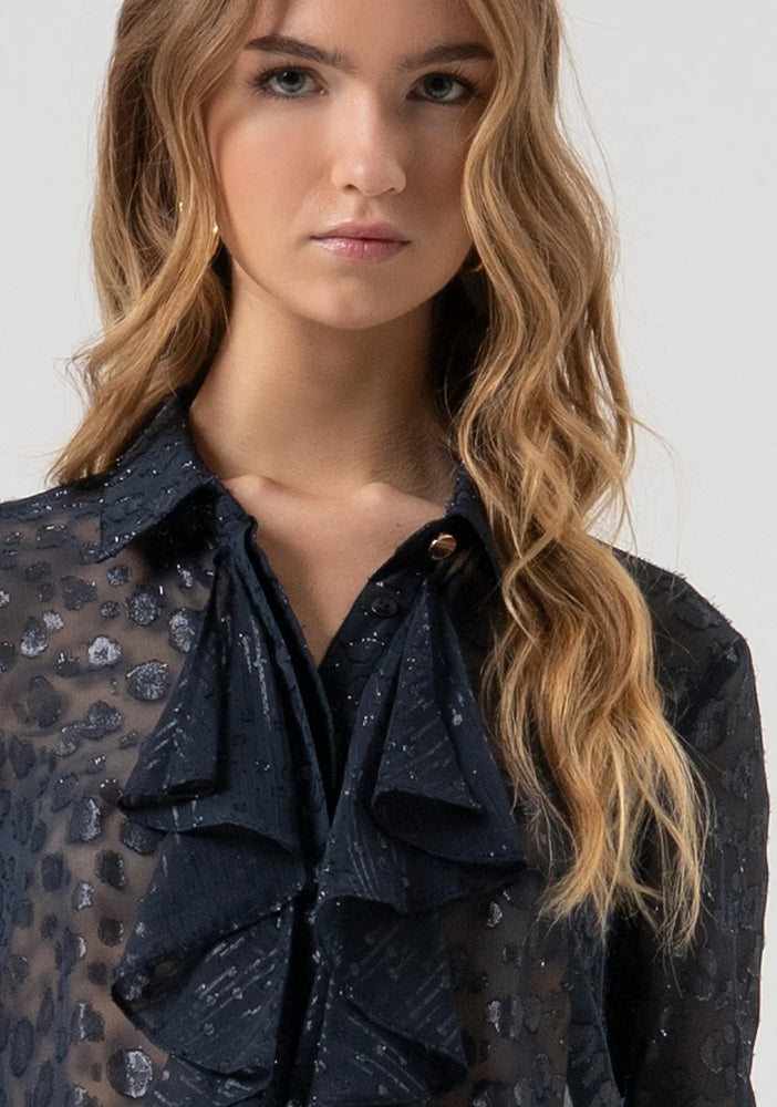 SHIRT REGULAR FIT MADE IN ANIMALIER FABRIC WITH DEVORÈ EFFECT BY FRACOMINA FALL 25