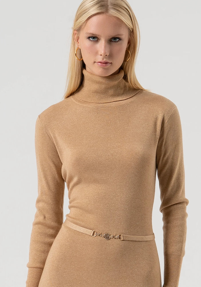 KNITTED DRESS FLARED MIDDLE LENGTH MADE WITH WOOL AND LUREX BY FRACOMINA FALL 25