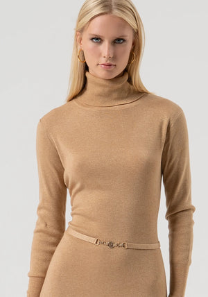 KNITTED DRESS FLARED MIDDLE LENGTH MADE WITH WOOL AND LUREX BY FRACOMINA FALL 25