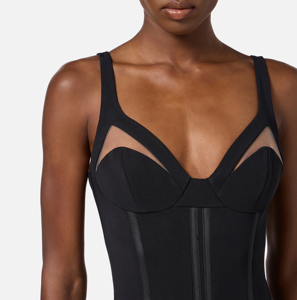 DRESS IN LIGHTWEIGHT CREPE FABRIC WITH TULLE FALL 25