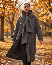 LA MARQUE LONG PUFFER COAT WITH HOOD SCARF ATTACHED