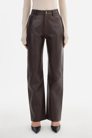 SHANNON LEATHER PANTS IN DARK BROWN BY LA MARQUE FALL 25