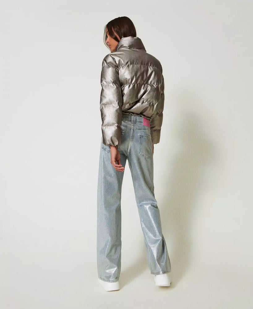 WIDE LEG JEANS WITH SILVER COATING BY TWIN SET FALL 24