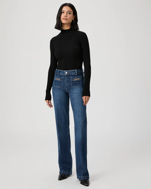 LEENAH CHAIN EMBELLISHED HIGH RISE STRAIGHT LEG JEANS BY PAIGE FALL 24