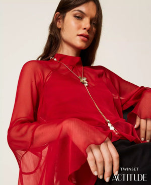 VOILE BLOUSE WITH RUFFLES BY TWIN SET FALL 25