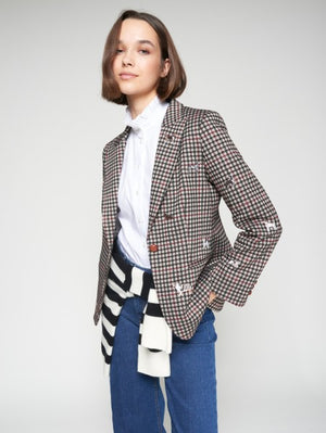 DOG EMBROIDERED HOUNDSTOOTH BLAZER BY VILAGALLO FALL 25