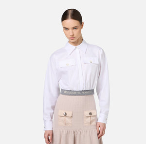 CROPPED POPLIN SHIRT WITH WAISTBAND BY ELISABETTA FRANCHI FALL 24