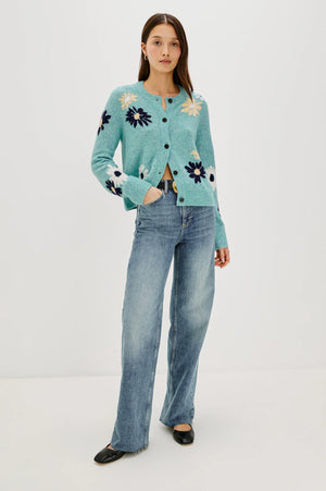 MILLIE CARDIGAN IN HEATHER TEAL BY RAILS FALL 25