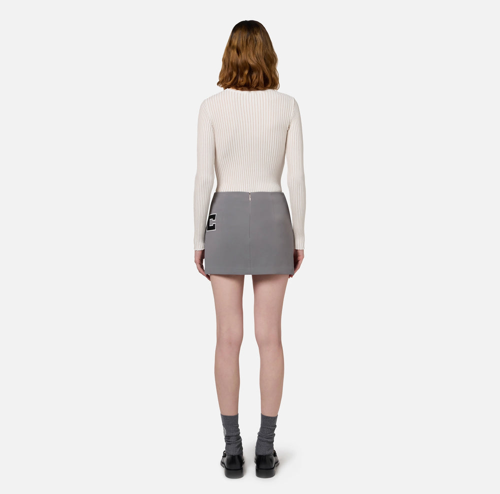 STRETCH CREPE MINI SKIRT WITH EMBROIDERED LOGO BY ELISABETTA FRANCHI FALL 24