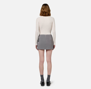 STRETCH CREPE MINI SKIRT WITH EMBROIDERED LOGO BY ELISABETTA FRANCHI FALL 24