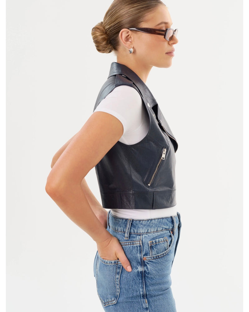 AMALIA | LEATHER BIKER VEST BY LA MARQUE FALL 24