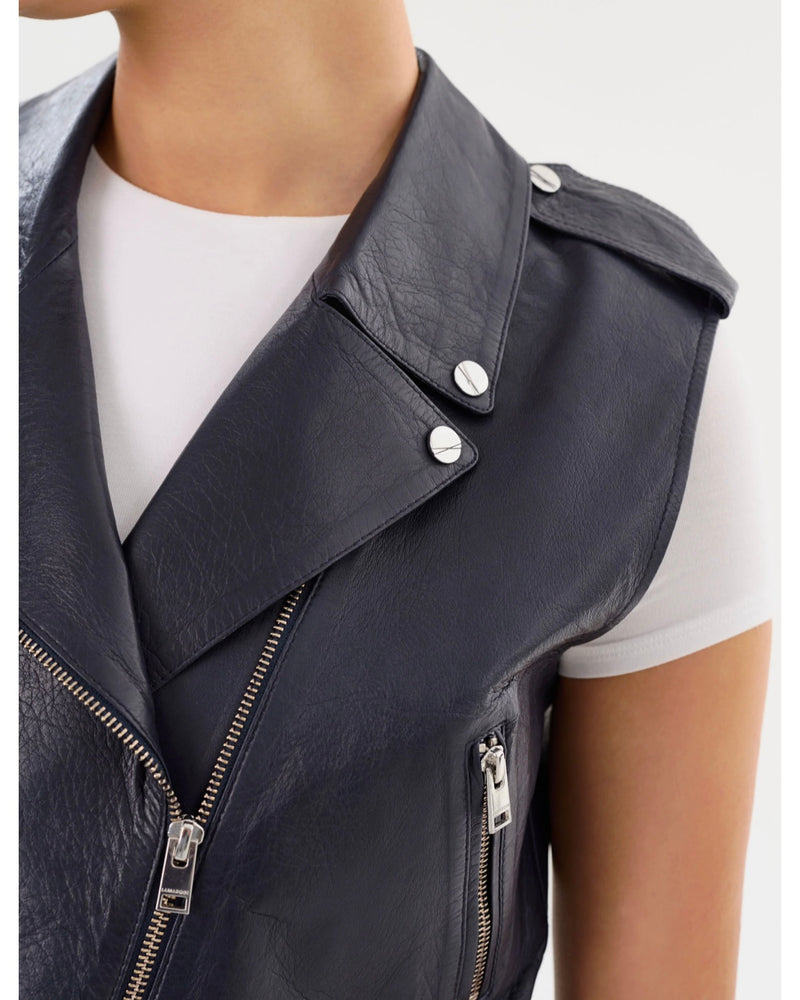 AMALIA | LEATHER BIKER VEST BY LA MARQUE FALL 24