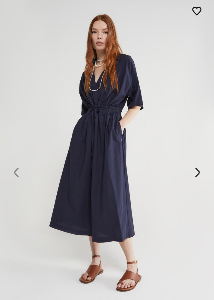 POPLIN MIDI DRESS WITH POCKETS AND DRAWSTRING BY OTTOD’AME SPRING 24