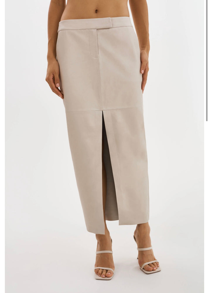 ABIA | LOW WAIST LEATHER MAXI SKIRT BY LA MARQUE SPRING 24
