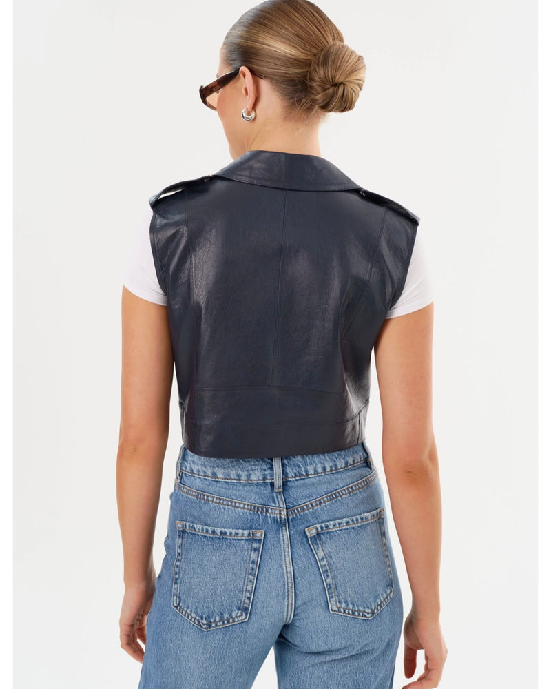 AMALIA | LEATHER BIKER VEST BY LA MARQUE FALL 24