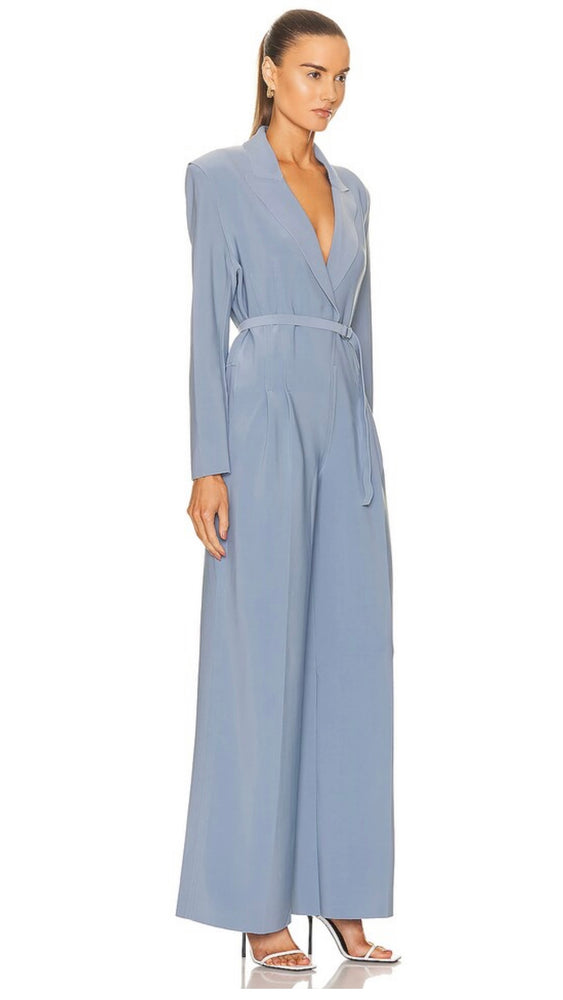 SINGLE BREASTED STRAIGHT WIDE LEG JUMPSUIT BY NORMA KAMALI SPRING 24