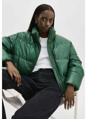 IRIS PUFFER JACKET IN BOTTLE GREEN BY LA MARQUE FALL 23 HOLIDAY