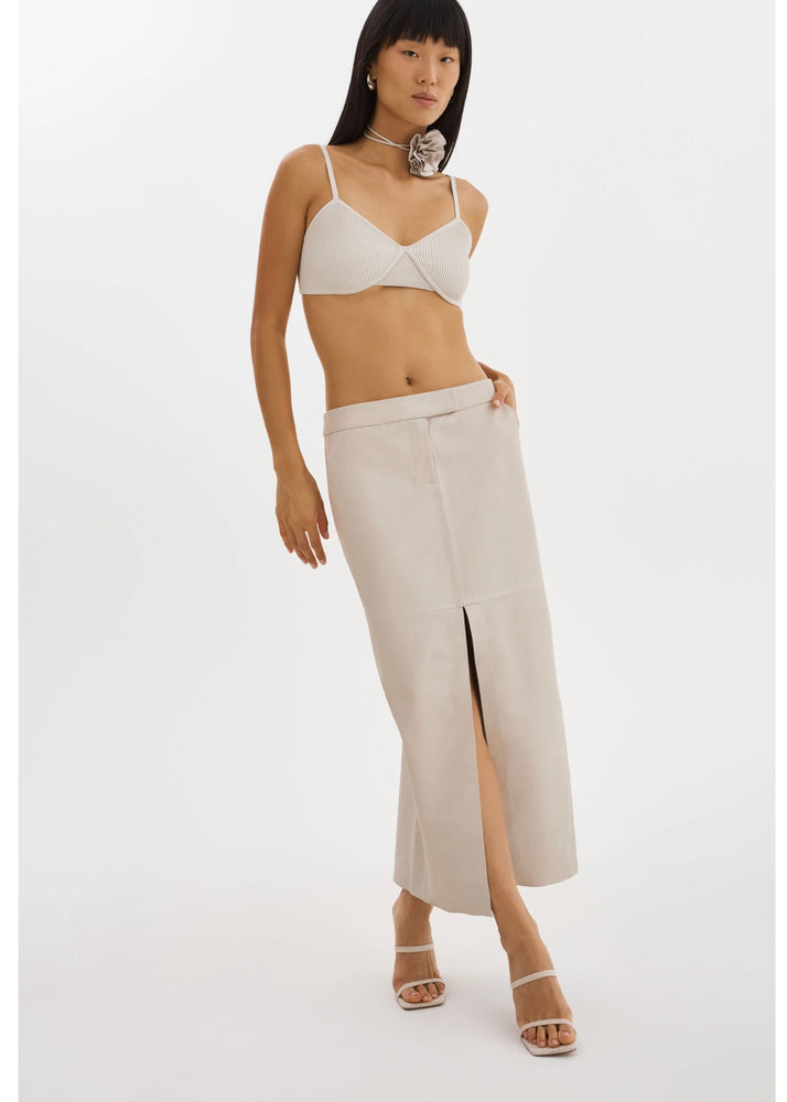 ABIA | LOW WAIST LEATHER MAXI SKIRT BY LA MARQUE SPRING 24