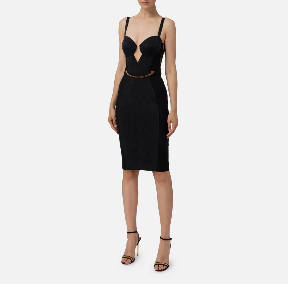 
            
                Load image into Gallery viewer, JERSEY SHEATH DRESS WITH CUPS BY ELISABETTA FRANCHI FALL 23
            
        