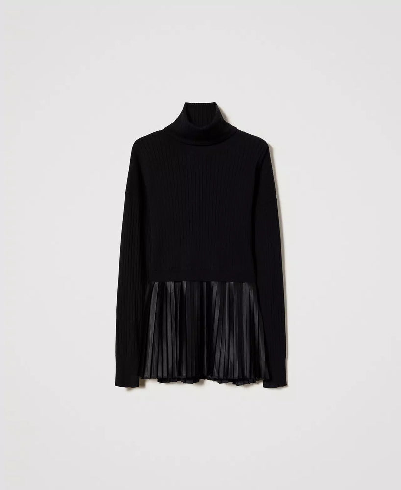 TURTLENECK JUMPER WITH PLEATED FLOUNCE BY TWIN SET FALL 23