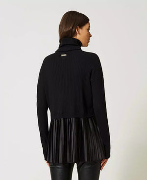 TURTLENECK JUMPER WITH PLEATED FLOUNCE BY TWIN SET FALL 23 HOLIDAY