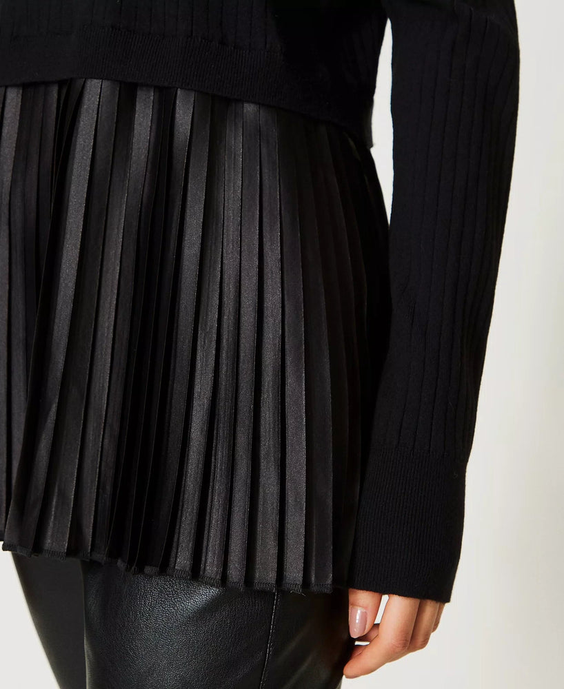 TURTLENECK JUMPER WITH PLEATED FLOUNCE BY TWIN SET FALL 23