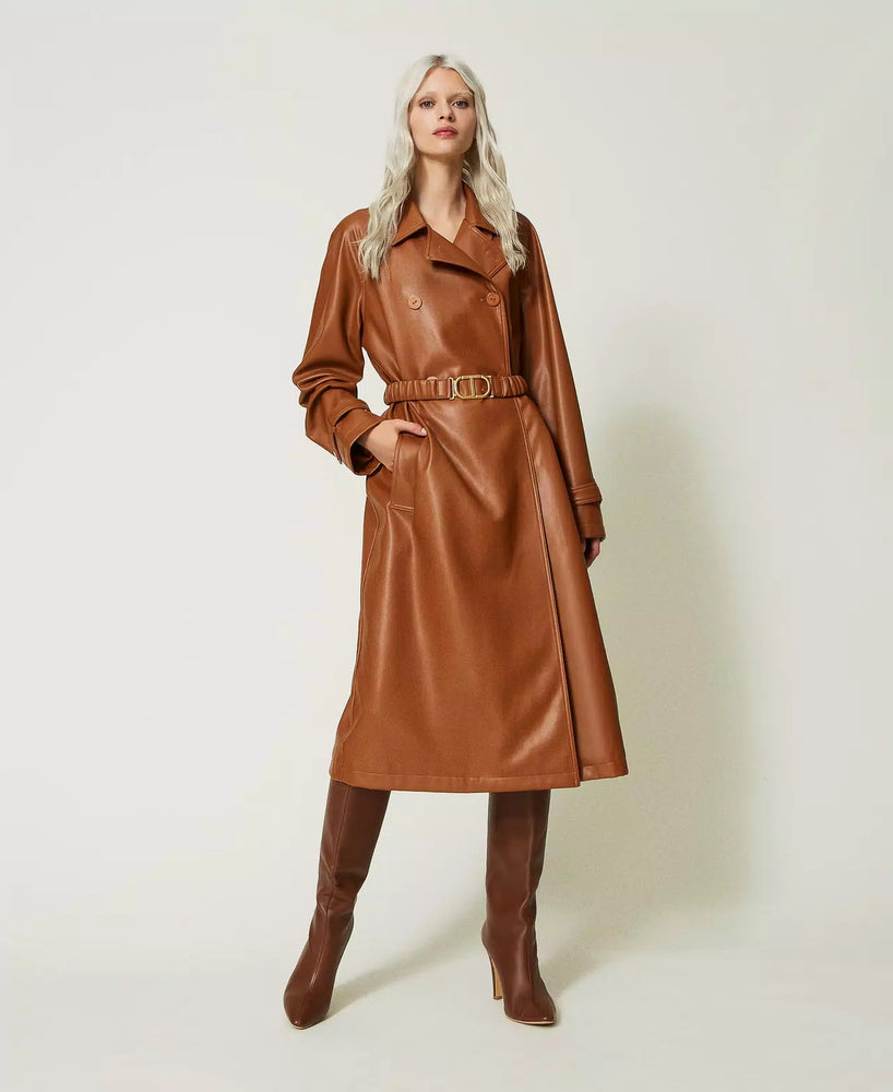 LEATHER LIKE TRENCH BY TWIN SET FALL 23 HOLIDAY