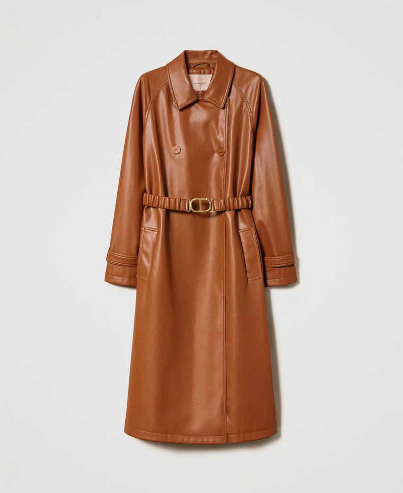 
            
                Load image into Gallery viewer, LEATHER LIKE TRENCH BY TWIN SET FALL 23
            
        