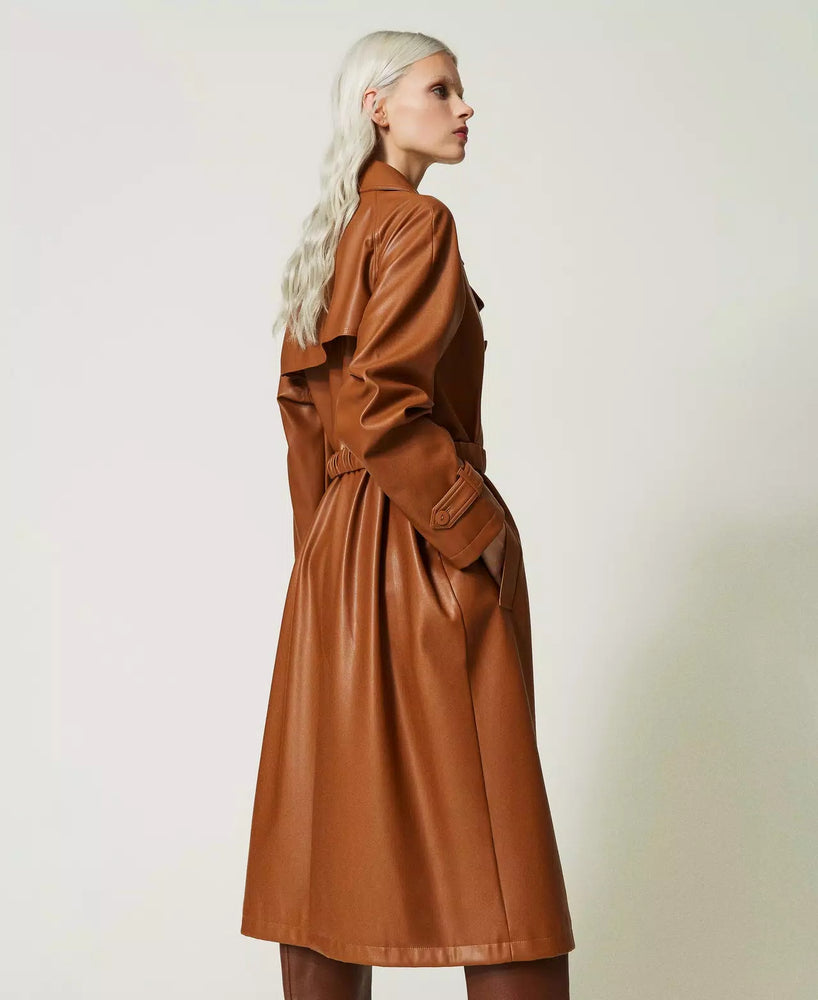 LEATHER LIKE TRENCH BY TWIN SET FALL 23 HOLIDAY